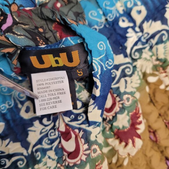 UBU Womens Size S Blue Print Lightweight Crinkle Popcorn Stretch Travel Jacket - Picture 12 of 12